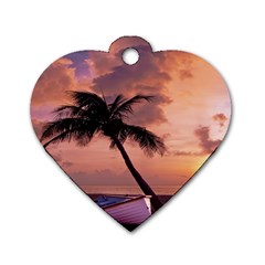 Sunset At The Beach Dog Tag Heart (two Sided) by StuffOrSomething