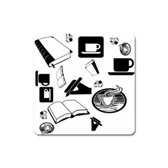 Books And Coffee Magnet (square) by StuffOrSomething