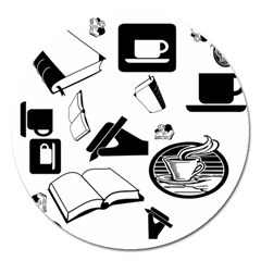 Books And Coffee Magnet 5  (round) by StuffOrSomething