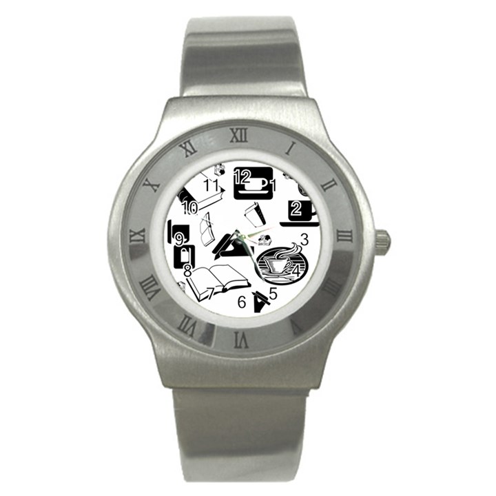 Books And Coffee Stainless Steel Watch (Slim)