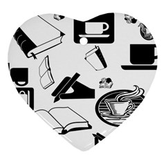 Books And Coffee Heart Ornament (two Sides) by StuffOrSomething