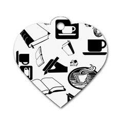 Books And Coffee Dog Tag Heart (one Sided)  by StuffOrSomething