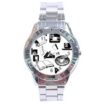 Books And Coffee Stainless Steel Watch Front