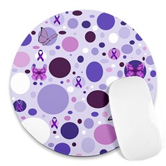 Purple Awareness Dots 8  Mouse Pad (round) by FunWithFibro