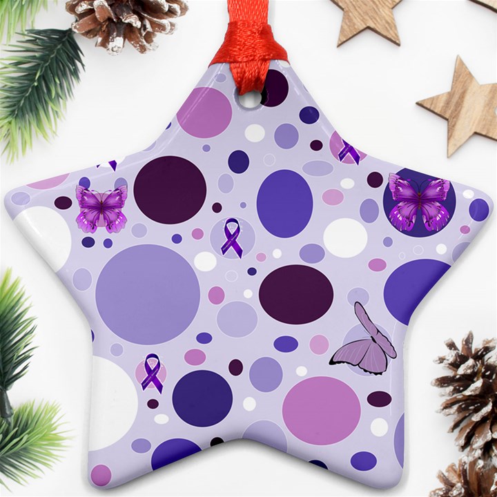 Purple Awareness Dots Star Ornament