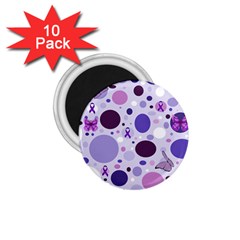 Purple Awareness Dots 1 75  Button Magnet (10 Pack) by FunWithFibro