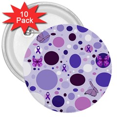 Purple Awareness Dots 3  Button (10 Pack) by FunWithFibro