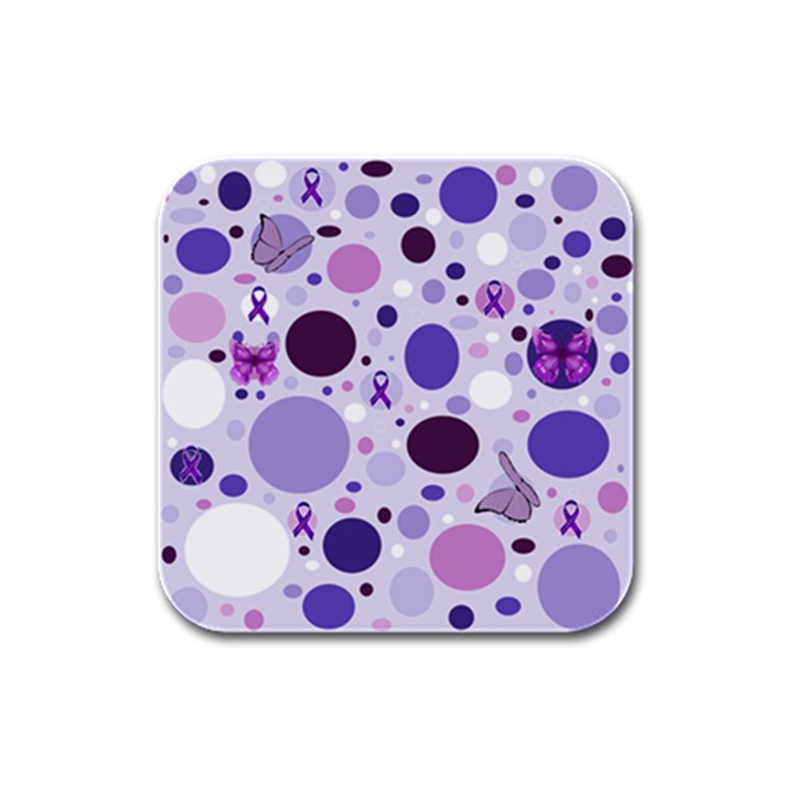 Purple Awareness Dots Drink Coasters 4 Pack (Square)