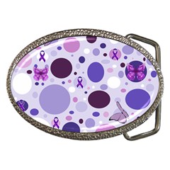 Purple Awareness Dots Belt Buckle (oval) by FunWithFibro