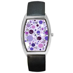 Purple Awareness Dots Tonneau Leather Watch by FunWithFibro