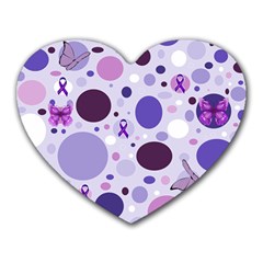 Purple Awareness Dots Mouse Pad (heart) by FunWithFibro