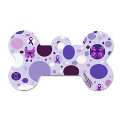 Purple Awareness Dots Dog Tag Bone (one Sided)