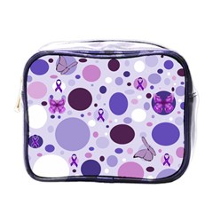 Purple Awareness Dots Mini Travel Toiletry Bag (one Side) by FunWithFibro