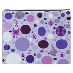 Purple Awareness Dots Cosmetic Bag (xxxl)