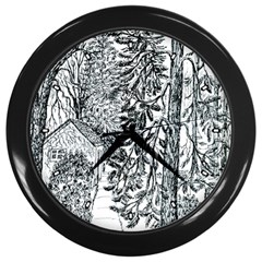  castle Yard In Winter  By Ave Hurley Of Artrevu   Wall Clock (black)