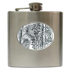  castle Yard In Winter  By Ave Hurley Of Artrevu   Hip Flask (6 Oz) by ArtRave2