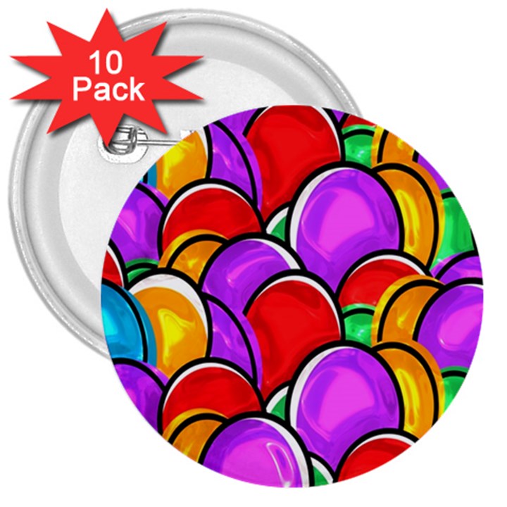 Colored Easter Eggs 3  Button (10 pack)