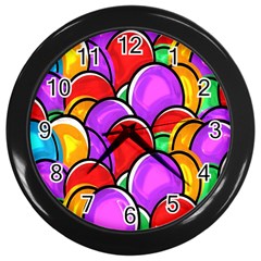 Colored Easter Eggs Wall Clock (black) by StuffOrSomething