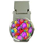 Colored Easter Eggs Money Clip with Watch Front