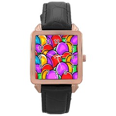 Colored Easter Eggs Rose Gold Leather Watch  by StuffOrSomething