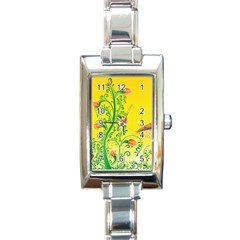 Whimsical Tulips Rectangular Italian Charm Watch by StuffOrSomething