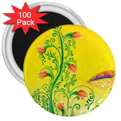 Whimsical Tulips 3  Button Magnet (100 Pack) by StuffOrSomething