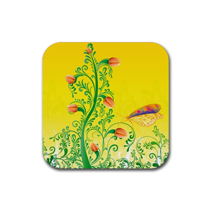 Whimsical Tulips Drink Coaster (Square)