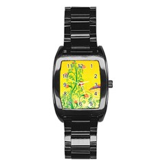 Whimsical Tulips Stainless Steel Barrel Watch by StuffOrSomething