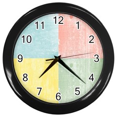 Pastel Textured Squares Wall Clock (black) by StuffOrSomething