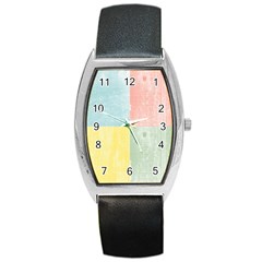 Pastel Textured Squares Tonneau Leather Watch by StuffOrSomething