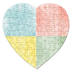 Pastel Textured Squares Jigsaw Puzzle (heart) by StuffOrSomething