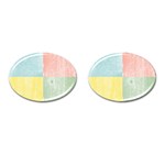 Pastel Textured Squares Cufflinks (Oval) Front(Pair)