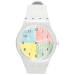 Pastel Textured Squares Plastic Sport Watch (Medium) Front