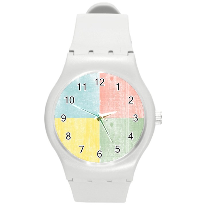 Pastel Textured Squares Plastic Sport Watch (Medium)