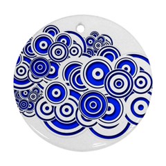 Trippy Blue Swirls Round Ornament by StuffOrSomething