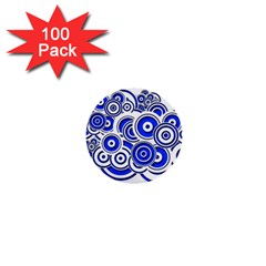 Trippy Blue Swirls 1  Mini Button (100 Pack) by StuffOrSomething