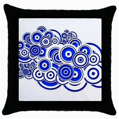 Trippy Blue Swirls Black Throw Pillow Case by StuffOrSomething