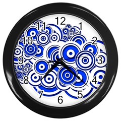 Trippy Blue Swirls Wall Clock (black) by StuffOrSomething