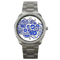 Trippy Blue Swirls Sport Metal Watch by StuffOrSomething