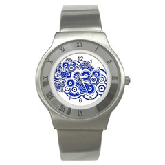 Trippy Blue Swirls Stainless Steel Watch (slim) by StuffOrSomething