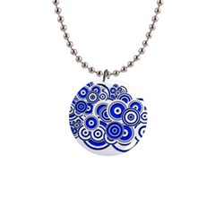 Trippy Blue Swirls Button Necklace by StuffOrSomething