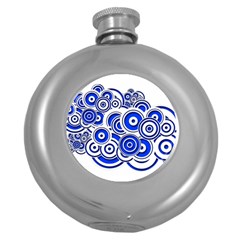 Trippy Blue Swirls Hip Flask (round) by StuffOrSomething