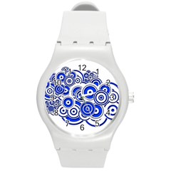 Trippy Blue Swirls Plastic Sport Watch (medium) by StuffOrSomething