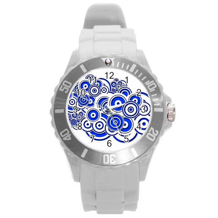 Trippy Blue Swirls Plastic Sport Watch (Large)