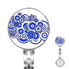 Trippy Blue Swirls Stainless Steel Nurses Watch by StuffOrSomething