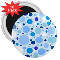 Bubbly Blues 3  Button Magnet (10 Pack) by StuffOrSomething