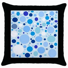 Bubbly Blues Black Throw Pillow Case by StuffOrSomething