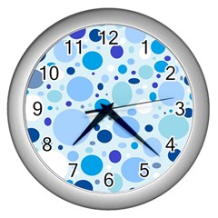 Bubbly Blues Wall Clock (silver) by StuffOrSomething