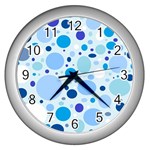 Bubbly Blues Wall Clock (Silver) Front