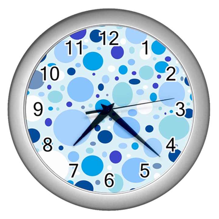 Bubbly Blues Wall Clock (Silver)